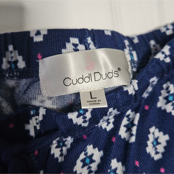 Womens navy Aztec Cuddlduds‎ 2pc pajama set size large - Picture 11 of 12